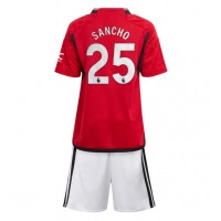 Manchester United Jadon Sancho #25 Heimtrikotsatz Kinder 2023-24 Kurzarm (+ Kurze Hosen)
